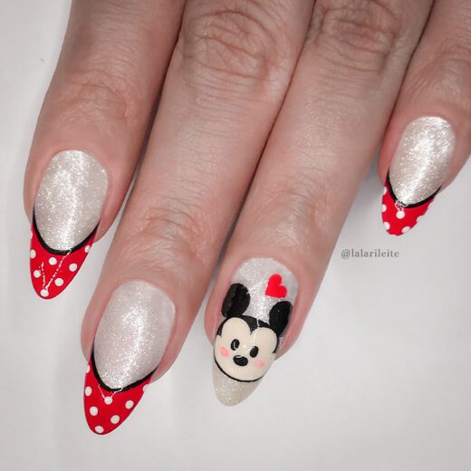 unhas mickey, unhas francesinha, unhas mickey mouse, mickey nails, french nails, mickey mouse nails, larissa leite, larissa leite unhas, unhas da lala