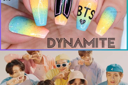 unhas bts, bts, bts dynamite, bts nails, unhas decoradas bts, bts nail art, nail art, nail art bts, kpop, kpop nails, unhas bailarina, coffin nails, dynamite, bts armys, bts army, army bts, armys bts, unhas degrade, ombre nails, candy colors, unhas multicoloridas, multicolor nails, esmaltes tons pasteis, larissa leite unhas, larissa leite