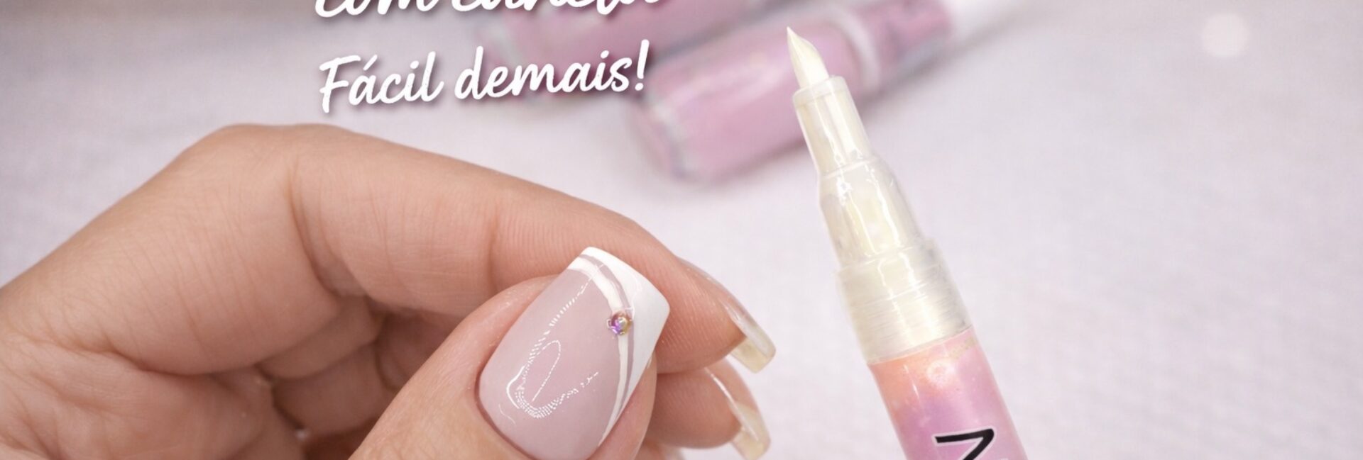 Francesinha com caneta: esmaltação em rosa e branco de um jeito fácil