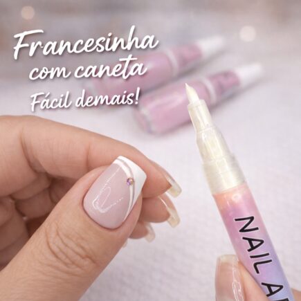 Francesinha com caneta: esmaltação em rosa e branco de um jeito fácil