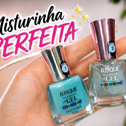 Misturinha com Risqué Cyber Colors: azul claro, toque menta e top coat holográfico
