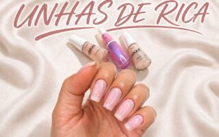 Unhas rosadas com efeito perolado: a combinação de Risqué, Impala e Colorama