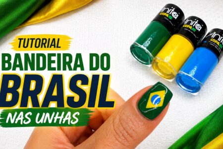Bandeira do Brasil nas unhas: tutorial com amarelo, verde e azul