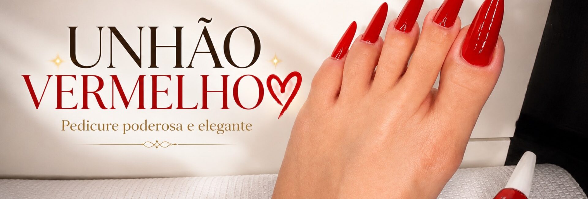 Esmaltação vermelha poderosa nas unhas dos pés com Colorama Gabriele
