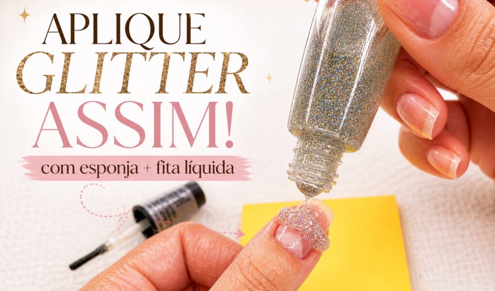 Glitter prata nas unhas: como aplicar com esponja e fita líquida