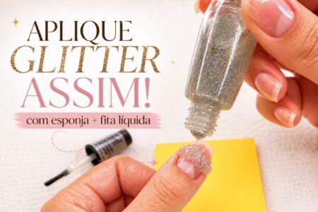 Glitter prata nas unhas: como aplicar com esponja e fita líquida