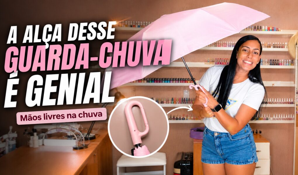 Guarda-chuva rosa com alça prática: um achadinho fofo para presentear