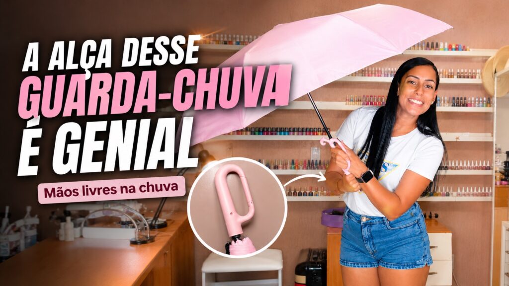 Guarda-chuva rosa com alça prática: um achadinho fofo para presentear