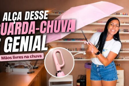 Guarda-chuva rosa com alça prática: um achadinho fofo para presentear