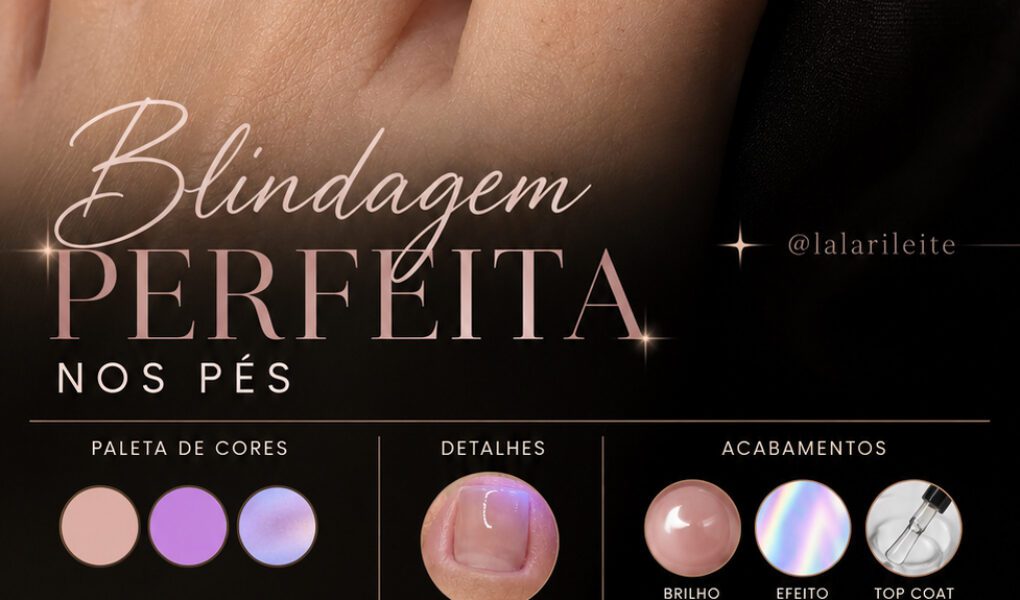 =Pedicure clean com efeito natural e brilho intenso, finalizada com blindagem em top coat LED/UV para acabamento sofisticado, resistente e elegante.