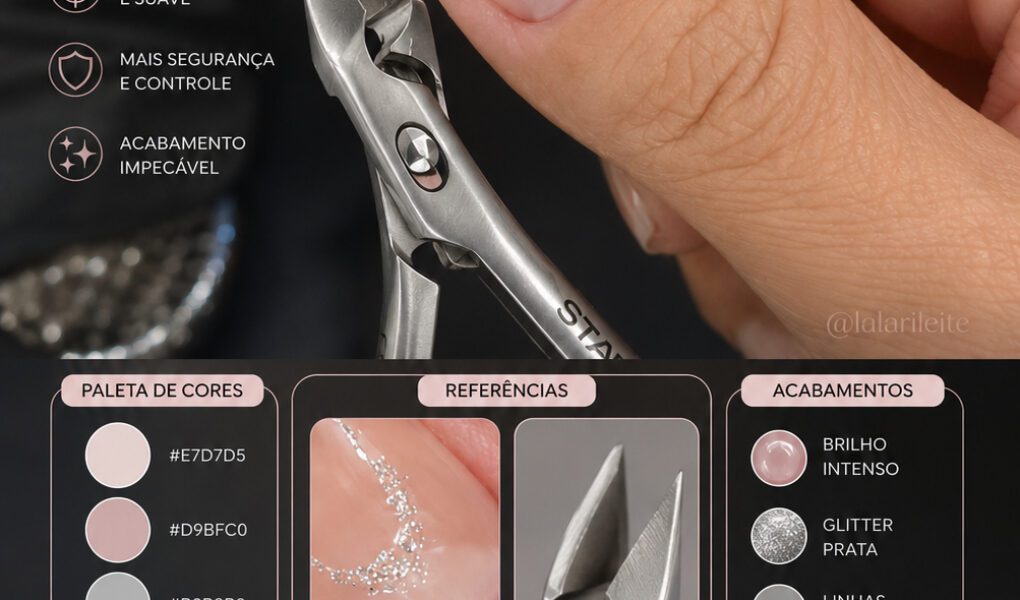 =Tutorial premium com esmaltação clean e acabamento delicado usando o novo alicate de cutículas Staleks Pro, com visual sofisticado, brilho intenso e estética minimalista.