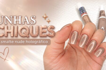 Unhas nude holográficas para um visual chique e discreto