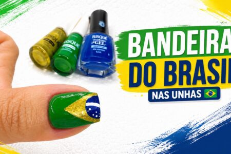Tutorial fácil da bandeira do Brasil na unha com esmaltes coloridos