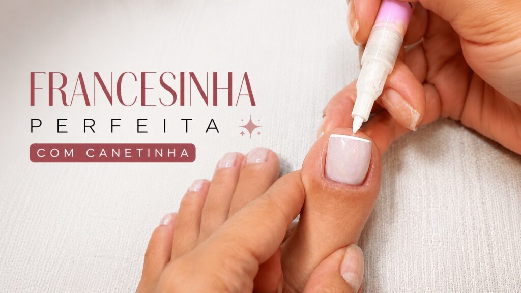 Francesinha com canetinha nas unhas dos pés: ideia clássica com acabamento delicado