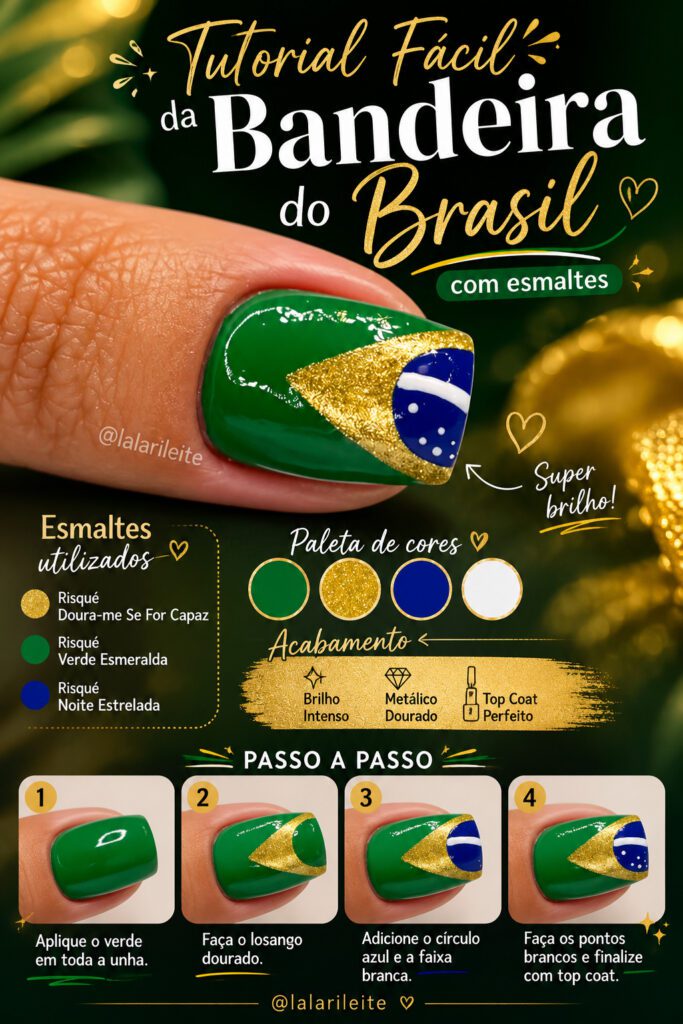 Tutorial Fácil da Bandeira do Brasil com Esmaltes