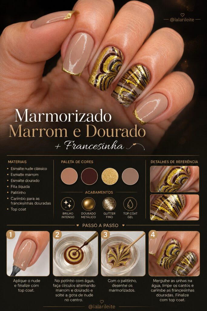Marmorizado Marrom e Dourado + Francesinha