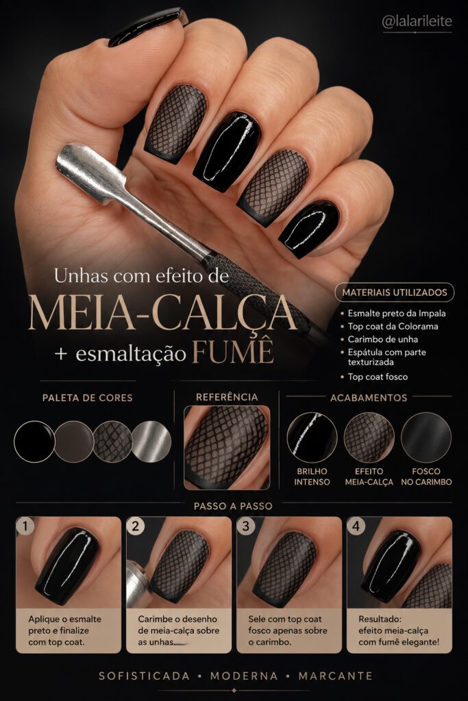 Unhas com efeito de Meia-Calça + esmaltação Fumê