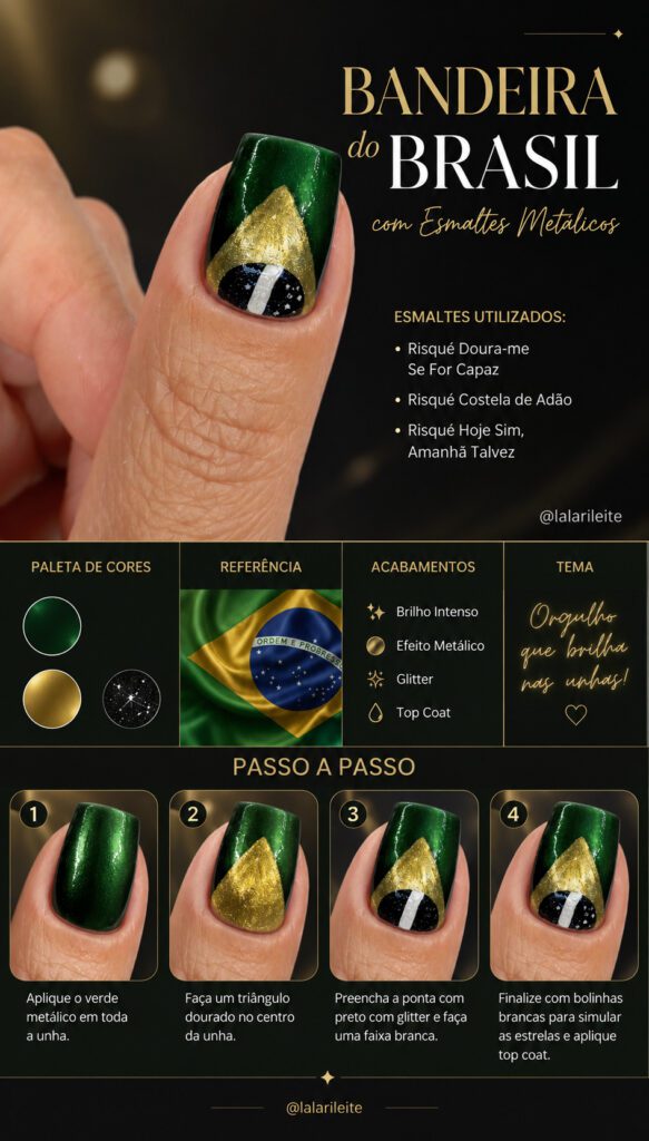 Bandeira do Brasil com Esmaltes Metálicos