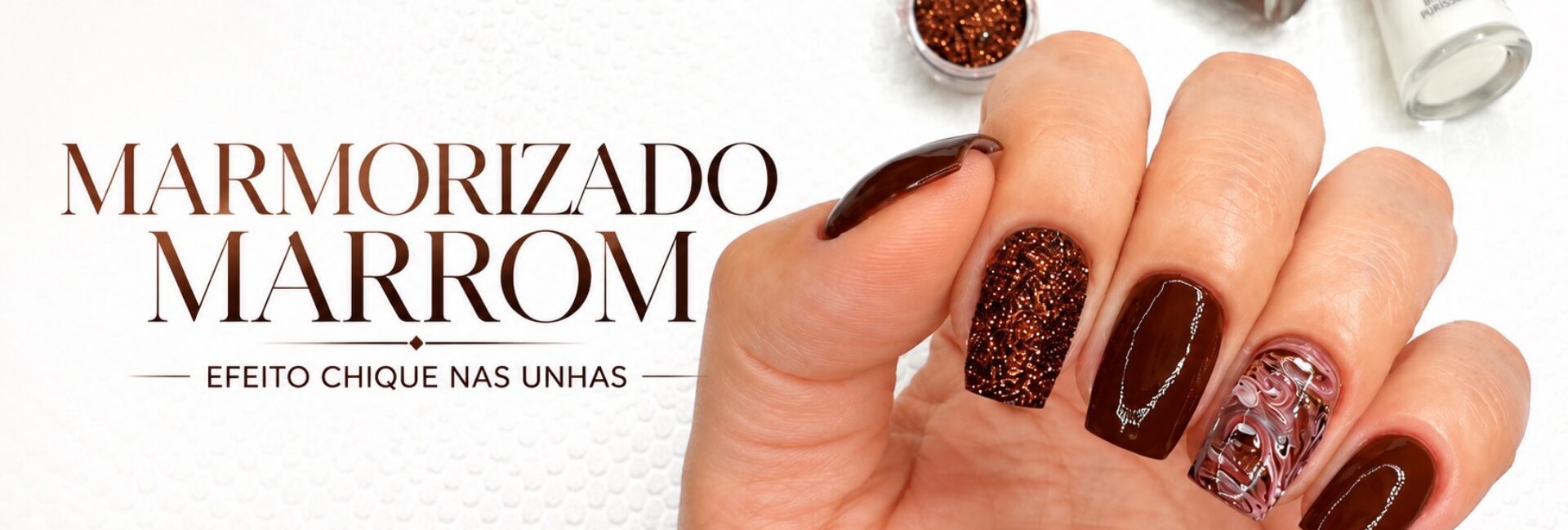 Marmorizado marrom chique: uma ideia fácil com glitter e esmaltes Risqué
