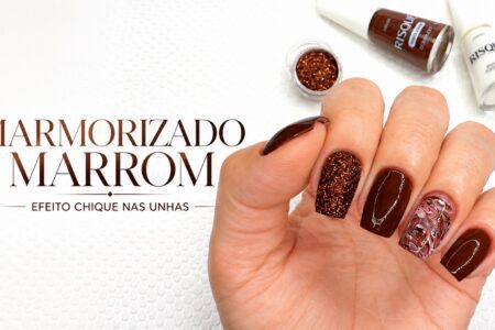 Marmorizado marrom chique: uma ideia fácil com glitter e esmaltes Risqué