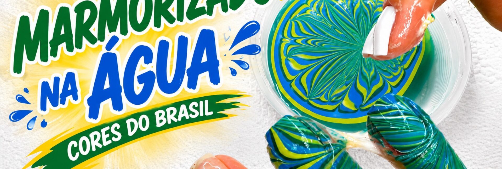 Marmorizado na água com as cores do Brasil