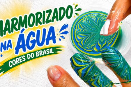 Marmorizado na água com as cores do Brasil
