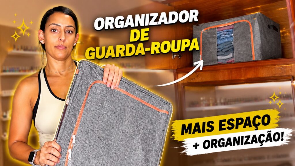 A paz do guarda-roupa organizado com organizador de 66 litros