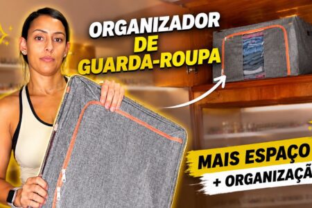 A paz do guarda-roupa organizado com organizador de 66 litros