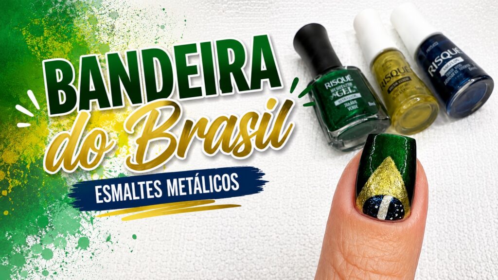 Unha decorada do Brasil fácil com esmaltes metálicos da Risqué