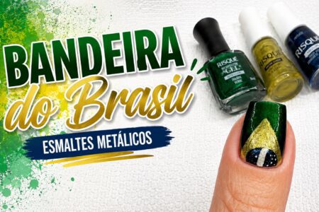 Unha decorada do Brasil fácil com esmaltes metálicos da Risqué
