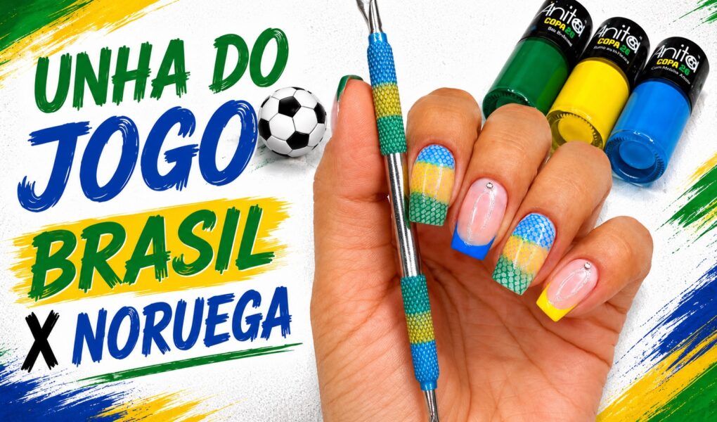 Unhas para o jogo Brasil x Noruega com carimbo e francesinha