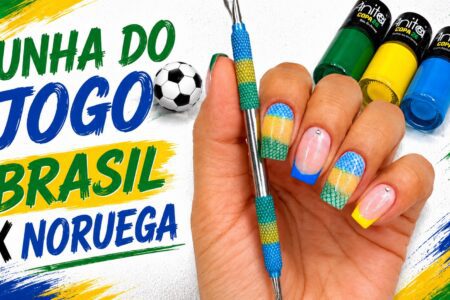 Unhas para o jogo Brasil x Noruega com carimbo e francesinha
