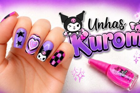 Unhas Kuromi com Punk Gloss da Colorama: nail art descontraída