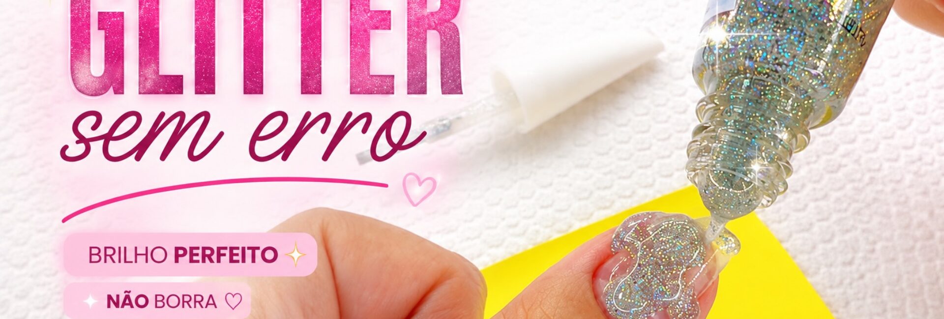 Aplicação do glitter sem erro: truque com fita líquida e esponjinha