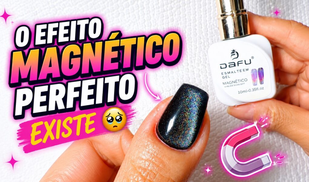 Efeito magnético com esmalte preto em gel e Dafu