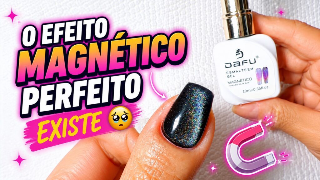 Efeito magnético com esmalte preto em gel e Dafu