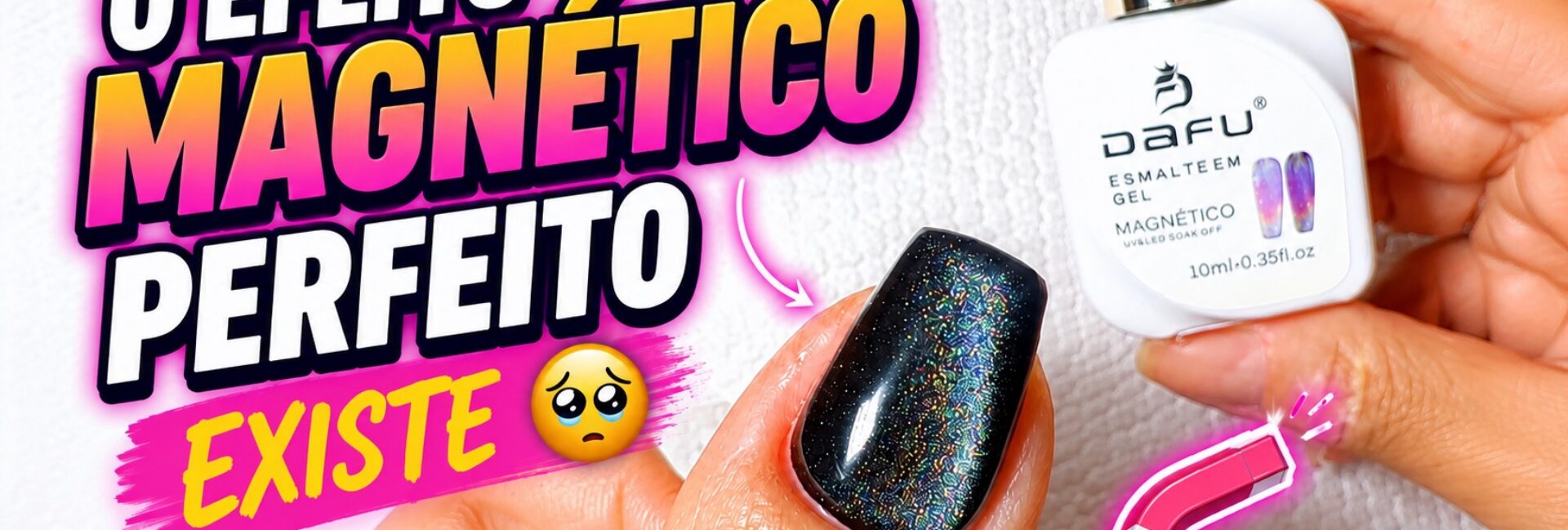Efeito magnético com esmalte preto em gel e Dafu