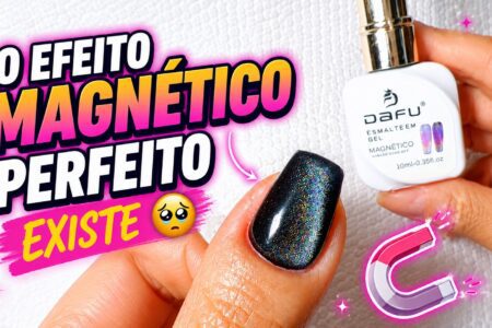 Efeito magnético com esmalte preto em gel e Dafu