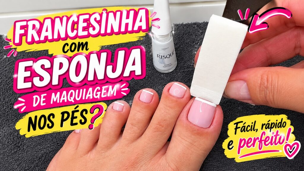 Francesinha com esponja de maquiagem nos pés