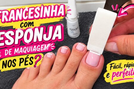 Francesinha com esponja de maquiagem nos pés