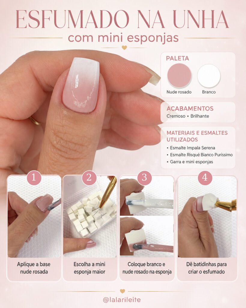 Esfumado na Unha com Mini Esponjas