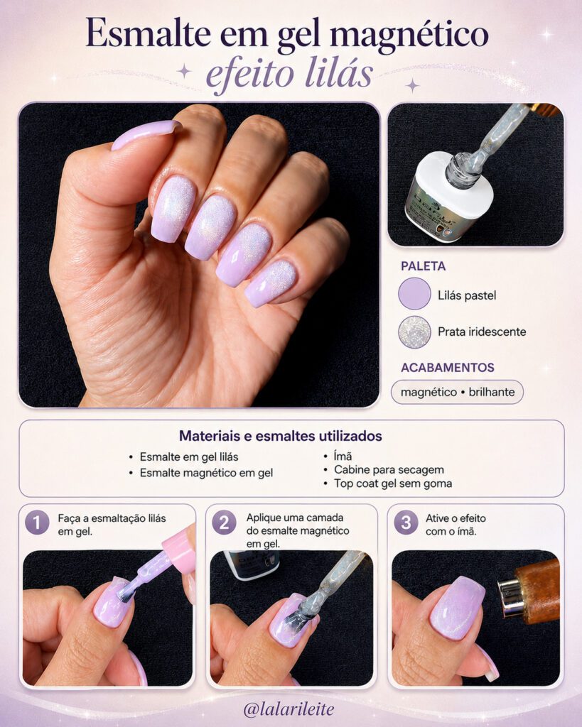 Esmalte em gel magnético: efeito lilás