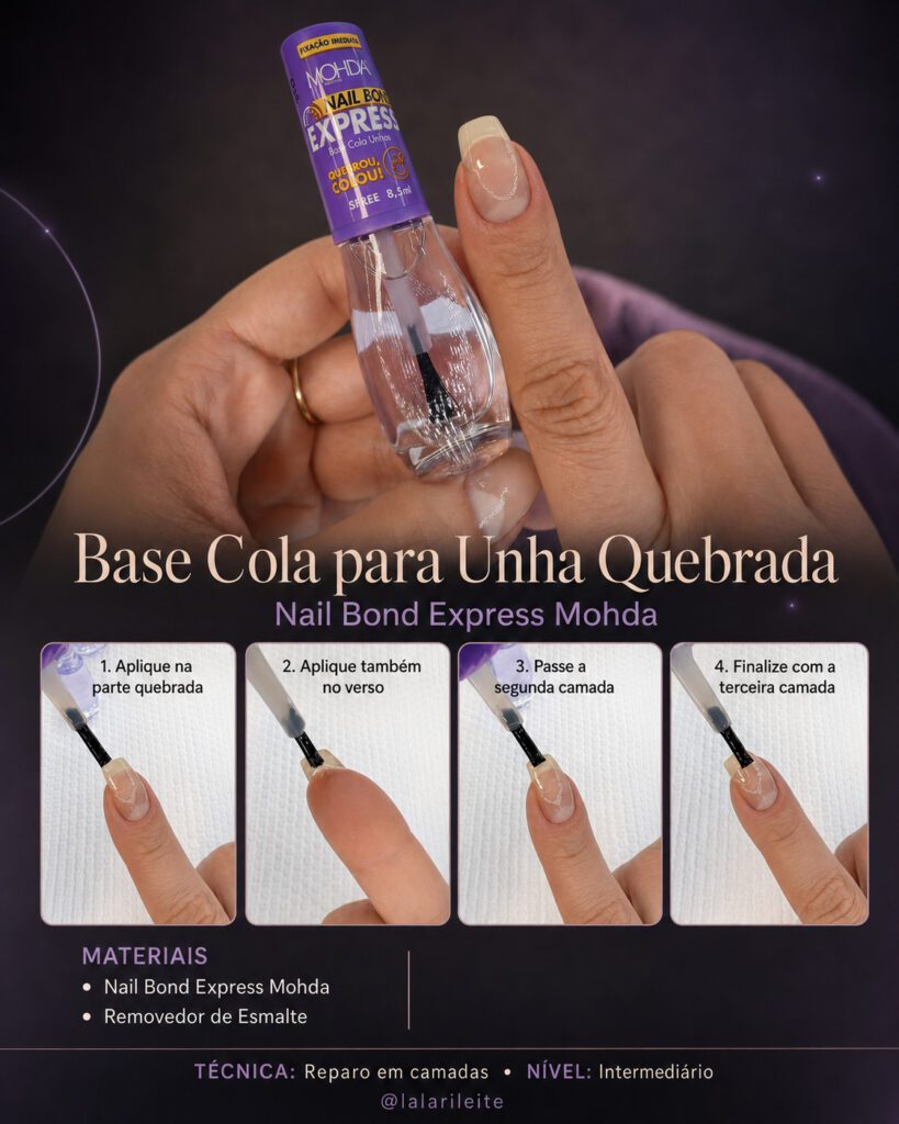 Base Cola para Unha Quebrada — Nail Bond Express Mohda