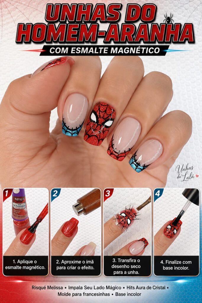Unhas do Homem-Aranha com Esmalte Magnético