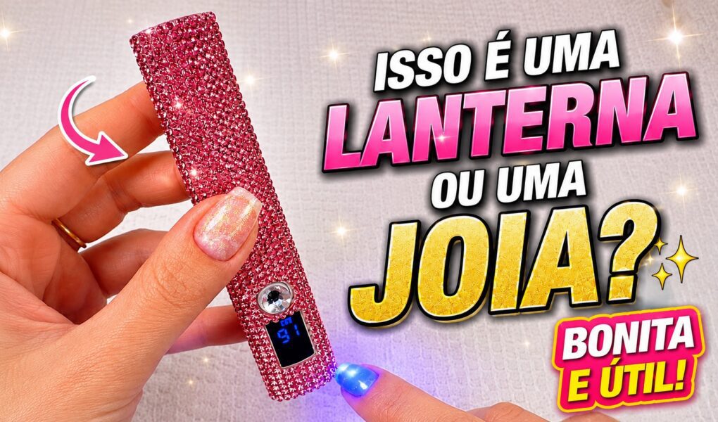 Lanterna recarregável com luz LED UV e aparência de joia