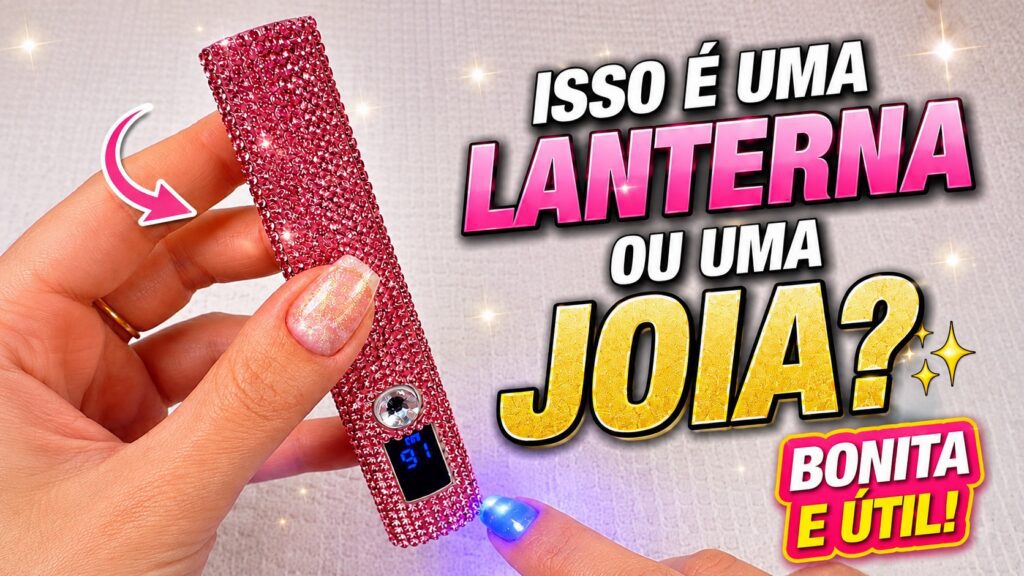 Lanterna recarregável com luz LED UV e aparência de joia