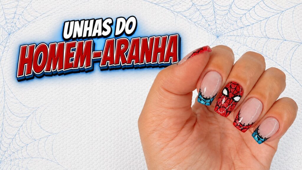 Unhas do Homem-Aranha com francesinha magnética