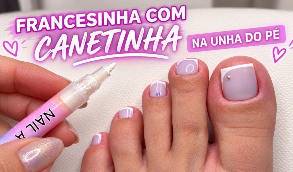 Francesinha com canetinha na unha do pé