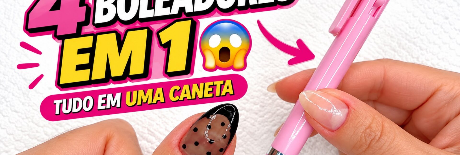 Caneta boleadora 4 em 1 para fazer poá nas unhas