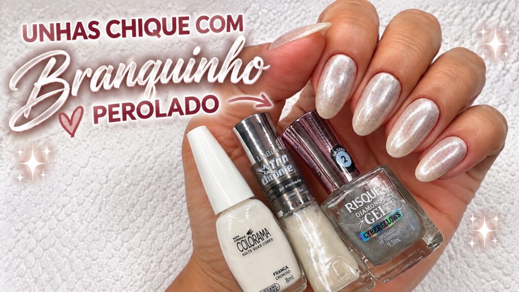 Unhas com branquinho perolado: mistura delicada e chique